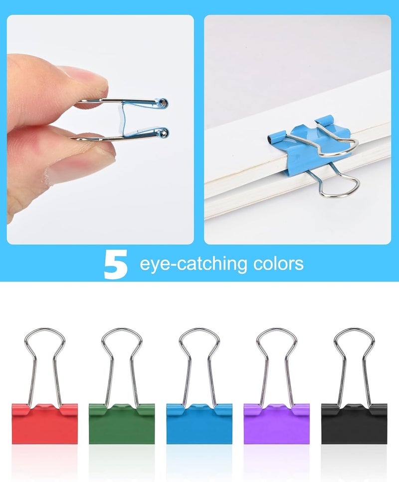 CUARUSUIKA Binder Clips, 50 Pack, 0.75 in Small Paper Clips for Office, (Mixed Color) - Image 5